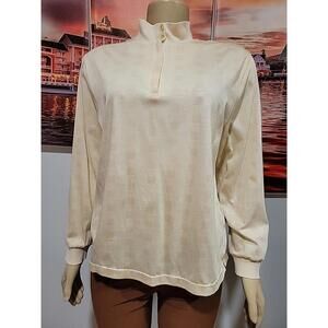Burberry Women's Golf Size L  1/4 Zip & Button Yellow-gold Top Shirt #C